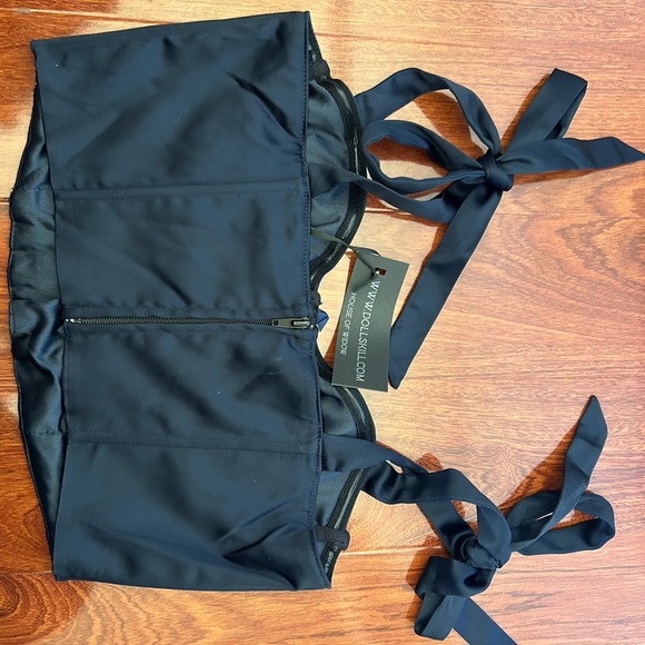 Dolls Kill Navy Corset Top with Adjustable Bow Straps Size M - Picture 3 of 7